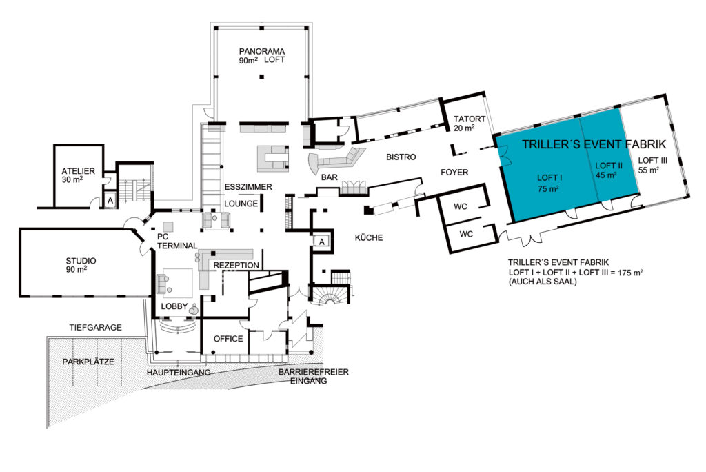 GRUNDRISS TRILLERS EVENT FABRIC LOFT 1 & 2 | HOTEL AM TRILLER SAARBRÜCKEN
