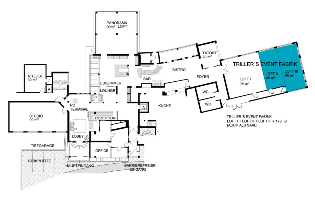 GRUNDRISS TRILLERS EVENT FABRIC LOFT 2 & 3 | HOTEL AM TRILLER SAARBRÜCKEN